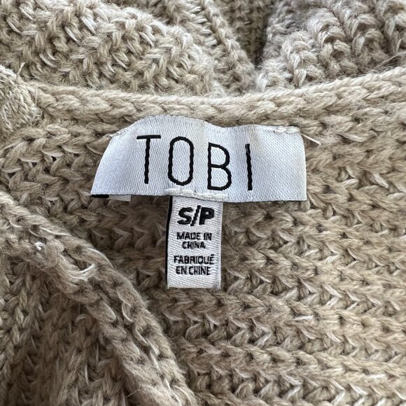 TOBI Women Emma Toast Tie Open Back Sweater Size Small S Chic Fall Cozy Ribbed - Picture 7 of 7